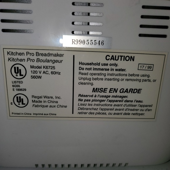 regal breadmaker k6725 manual